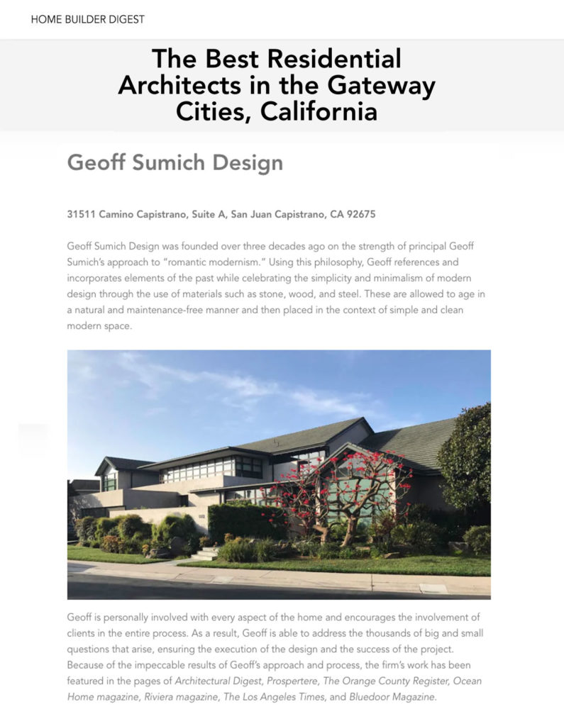Architect Orange County - Geoff Sumich Design